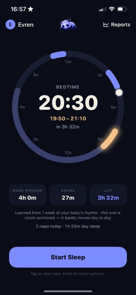 Napple predicting tonight’s bedtime window