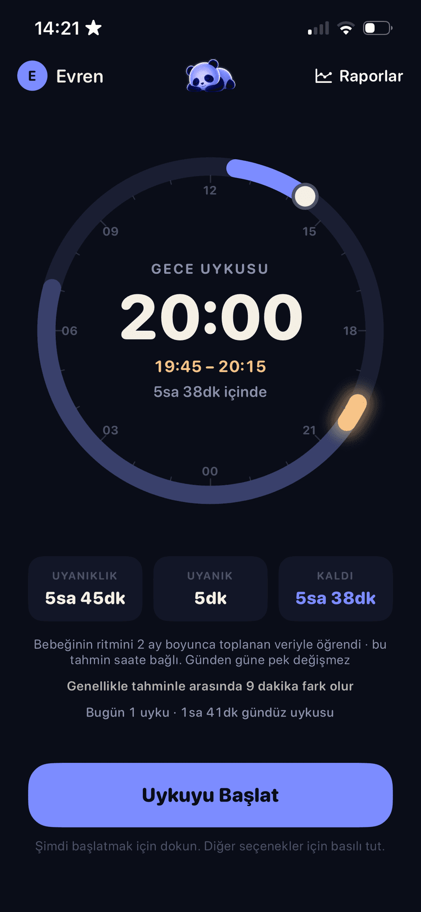 Napple bu geceki yatış zamanını tahmin ediyor